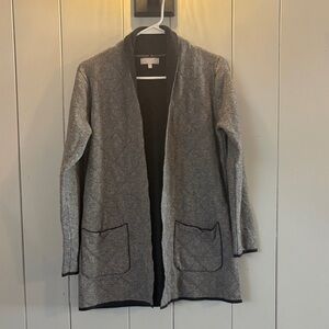 Elegant Gray Open Front Quilted Cardigan